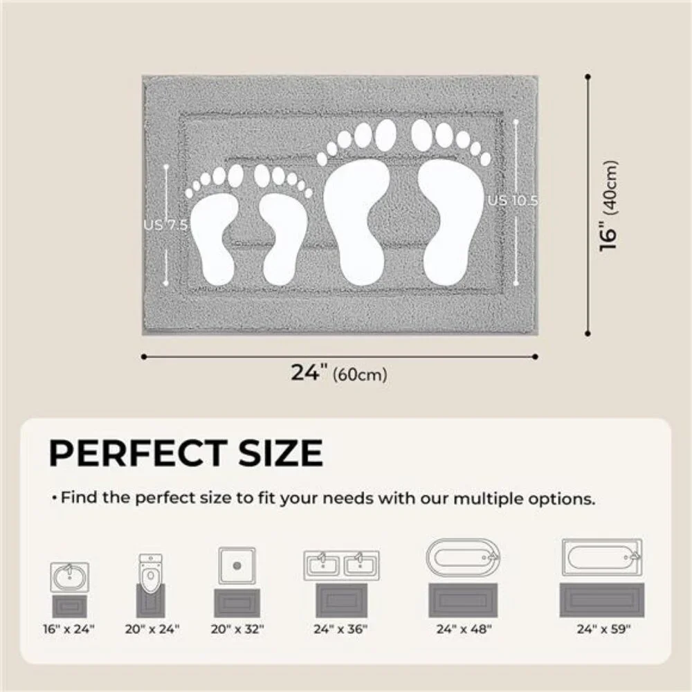 Gray Bathroom Rugs, Bath Mats for Bathroom Non-Slip, Super Soft and Absorbent